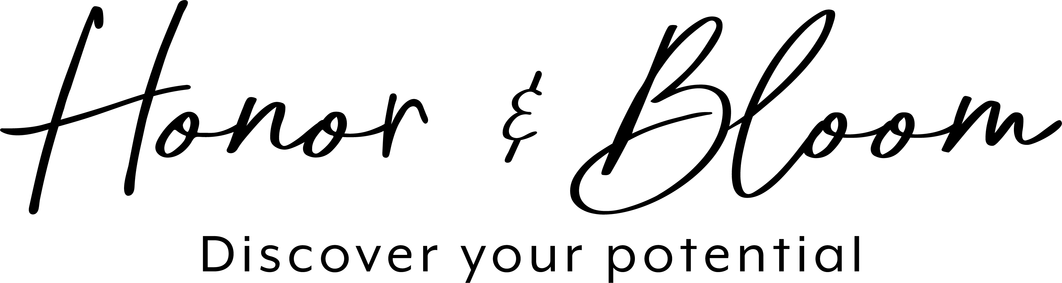 Logo of 'Honor & Bloom' with tagline 'Discover your potential' on a white background